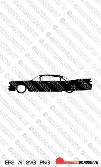 Digital Download Lowered car silhouette vector - 1959 Cadillac Sedan DeVille | SVG | Ai | PNG