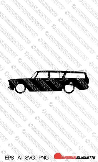 Digital Download lowered car silhouette vector - 1960 AMC Rambler station wagon EPS | SVG | Ai | PNG
