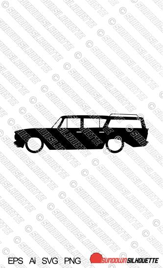 Digital Download lowered car silhouette vector - 1961 AMC Rambler station wagon EPS | SVG | Ai | PNG
