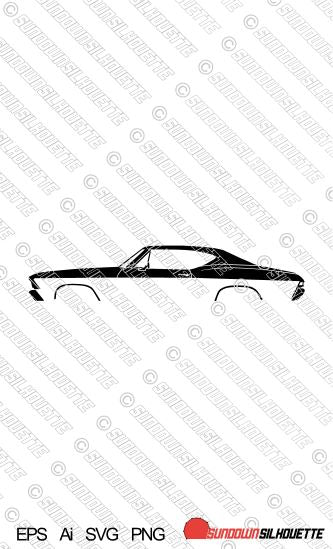 Digital Download car silhouette vector - 1968 Chevrolet Chevelle SS / Malibu hardtop EPS | SVG | Ai | PNG
