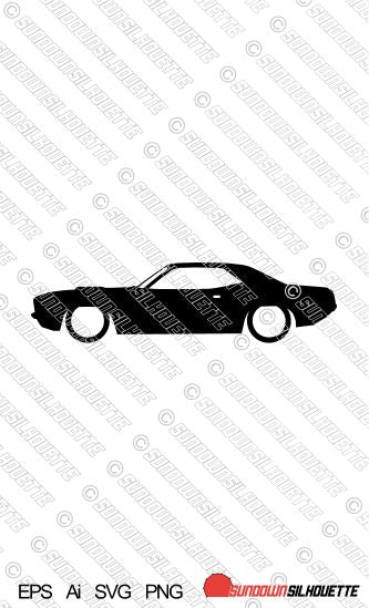 Digital Download vector graphic - Lowered 1970 1971 Plymouth Cuda / Barracuda EPS | SVG | Ai | PNG