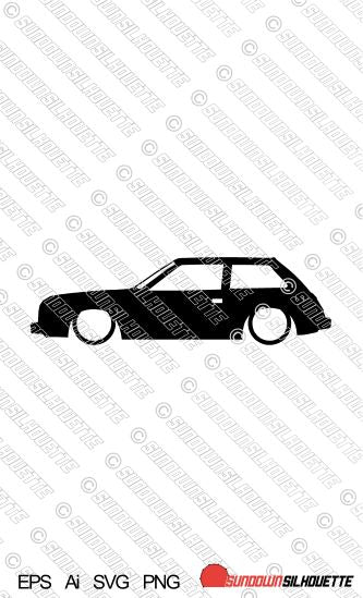 Digital Download lowered car silhouette vector - AMC Spirit 2-door EPS | SVG | Ai | PNG