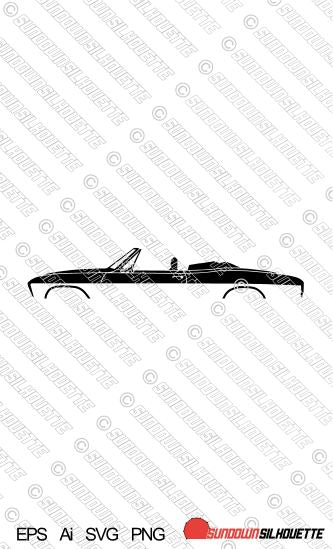 Digital Download car silhouette vector - Chevrolet Corvair Convertible 2nd gen 1965-1969 EPS | SVG | Ai | PNG