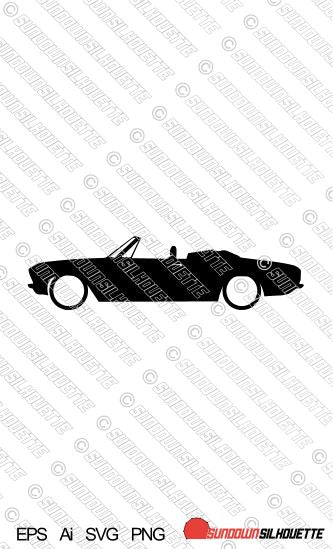 Digital Download lowered car silhouette vector - Chevrolet Corvair Convertible 2nd gen 1965-1969 EPS | SVG | Ai | PNG