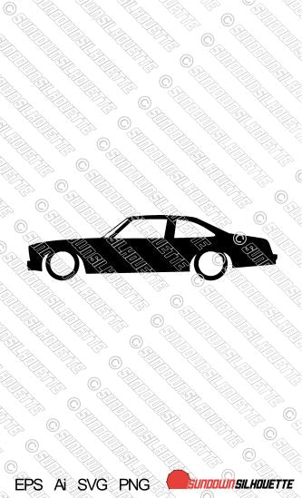 Digital Download lowered car silhouette vector - Chevrolet Nova 4th gen 1975-1979 EPS | SVG | Ai | PNG
