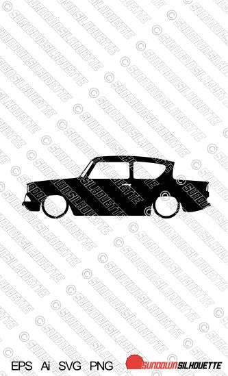 Digital Download low car vector - Ford Anglia 105e silhouette. EPS | SVG | Ai | PNG