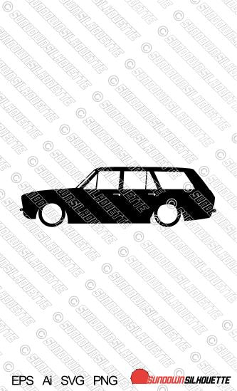 Digital Download lowered car silhouette vector - Ford Cortina MK2 estate wagon EPS | SVG | Ai | PNG
