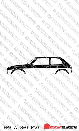 Digital Download car silhouette vector - Honda Civic 1st gen CVCC 3-door classic EPS | SVG | Ai | PNG