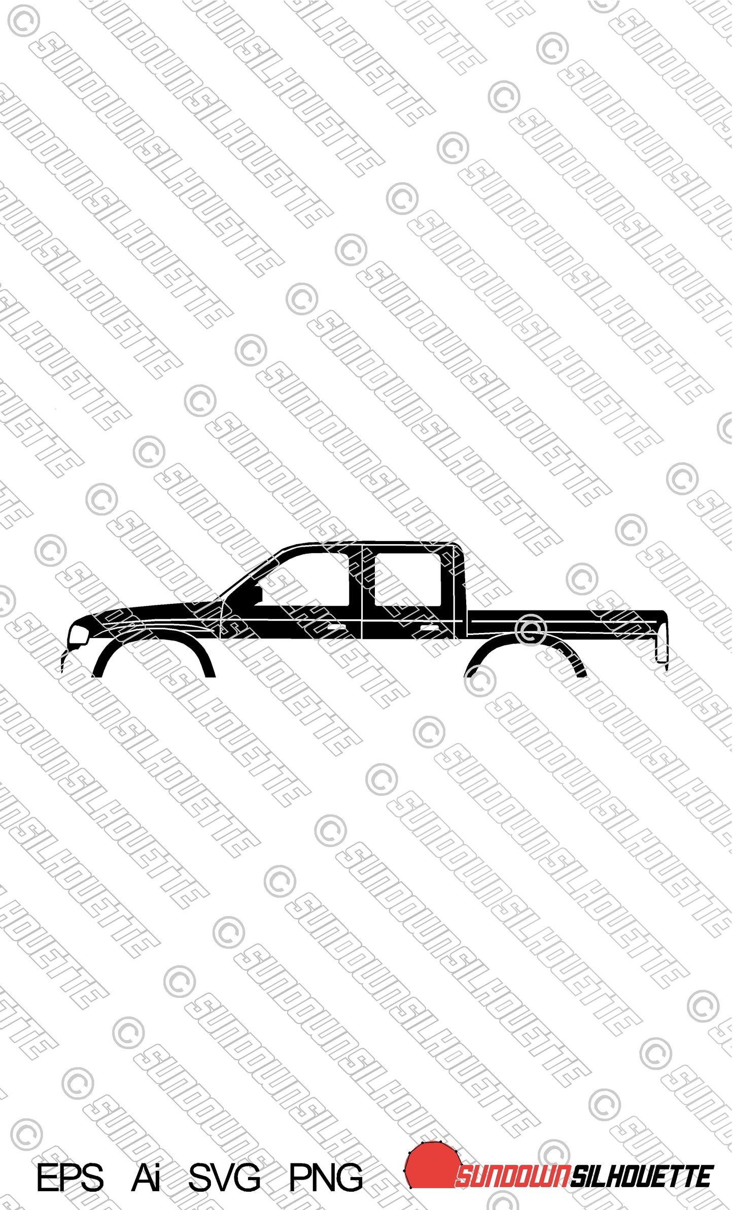 Digital Download vector car silhouette - Mazda B-Series Dual cab 1998-2006 EPS | SVG | Ai | PNG