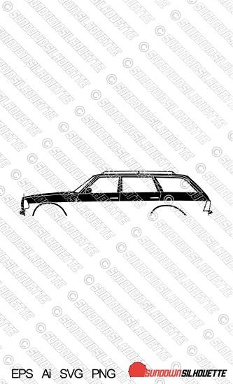 Digital Download car silhouette vector - The Mercedes W123 station wagon EPS | SVG | Ai | PNG