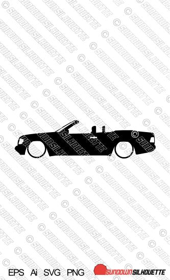 Digital Download car silhouette vector - Lowered Mercedes W124 E Class Convertible | SVG | Ai | PNG