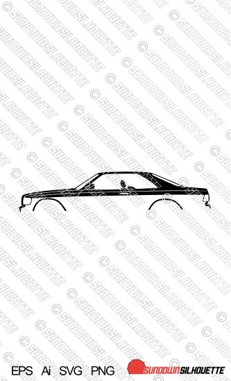 Digital Download car silhouette vector - Mercedes W126 SEC, S-Class Coupe EPS | SVG | Ai | PNG