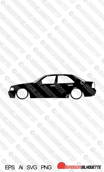 Digital Download car silhouette vector - Lowered Mercedes W202 C-Class sedan | SVG | Ai | PNG