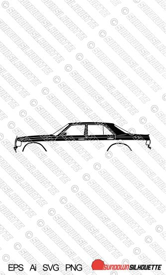 Digital Download car silhouette vector - Mercedes W126 SE , S-class . EPS | SVG | Ai | PNG