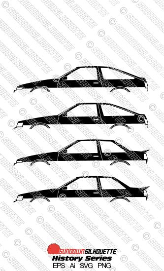 Digital Download silhouette vector - Toyota Corolla AE86 History EPS | SVG | Ai | PNG