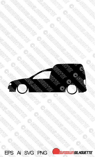 Digital Download vector graphic - Lowered VW Mk2 Caddy van EPS | SVG | Ai | PNG