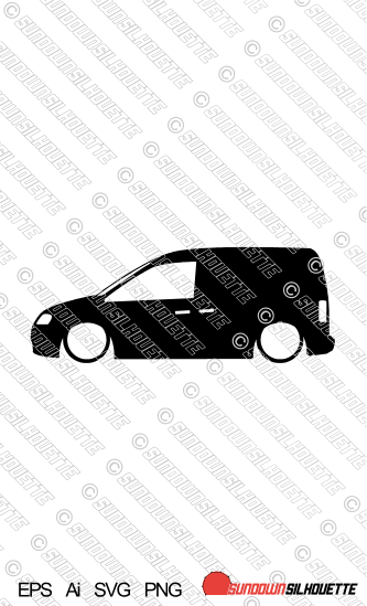 Digital Download vector graphic - Lowered VW Mk3 2k Caddy van EPS | SVG | Ai | PNG