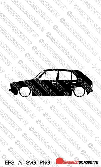 Digital Download vector graphic - Lowered VW Golf / Rabbit Mk1, 5-door EPS | SVG | Ai | PNG