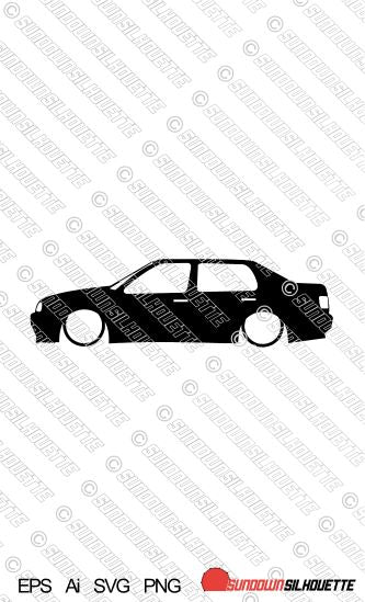Digital Download vector graphic - Lowered VW Jetta Mk3, Vento EPS | SVG | Ai | PNG