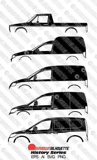 Digital Download silhouette vector - VW Caddy History EPS | SVG | Ai | PNG