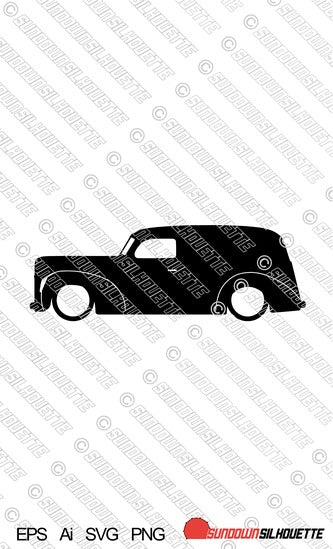 Digital Download vector graphic - 1940 Ford DeLuxe sedan Delivery van hot rod car silhouette. EPS | SVG | Ai | PNG