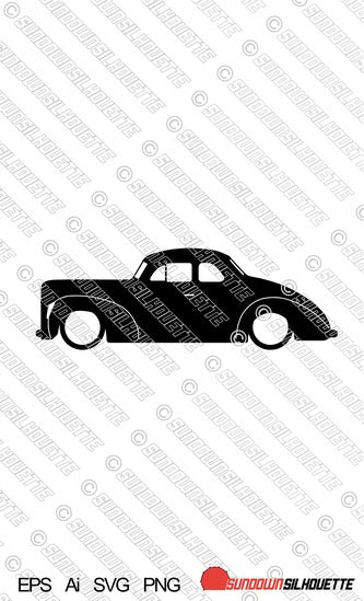 Digital Download vector graphic - 1940 Ford DeLuxe Coupe hot rod car silhouette. EPS | SVG | Ai | PNG