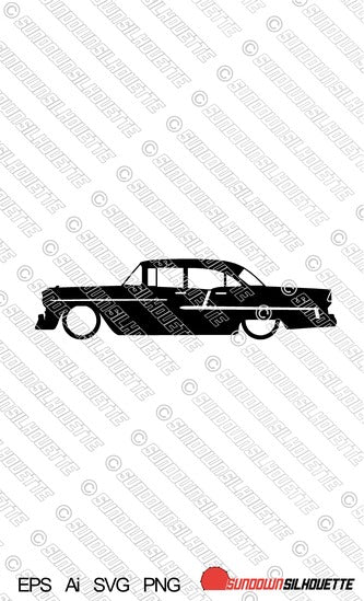 Digital Download vector graphic - Lowered 1955 Chevrolet Bel Air 4-door sedan EPS | SVG | Ai | PNG
