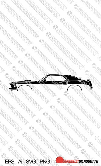 Digital Download vector graphic - Ford Mustang Mach 1, 1969 Fastback EPS | SVG | Ai | PNG