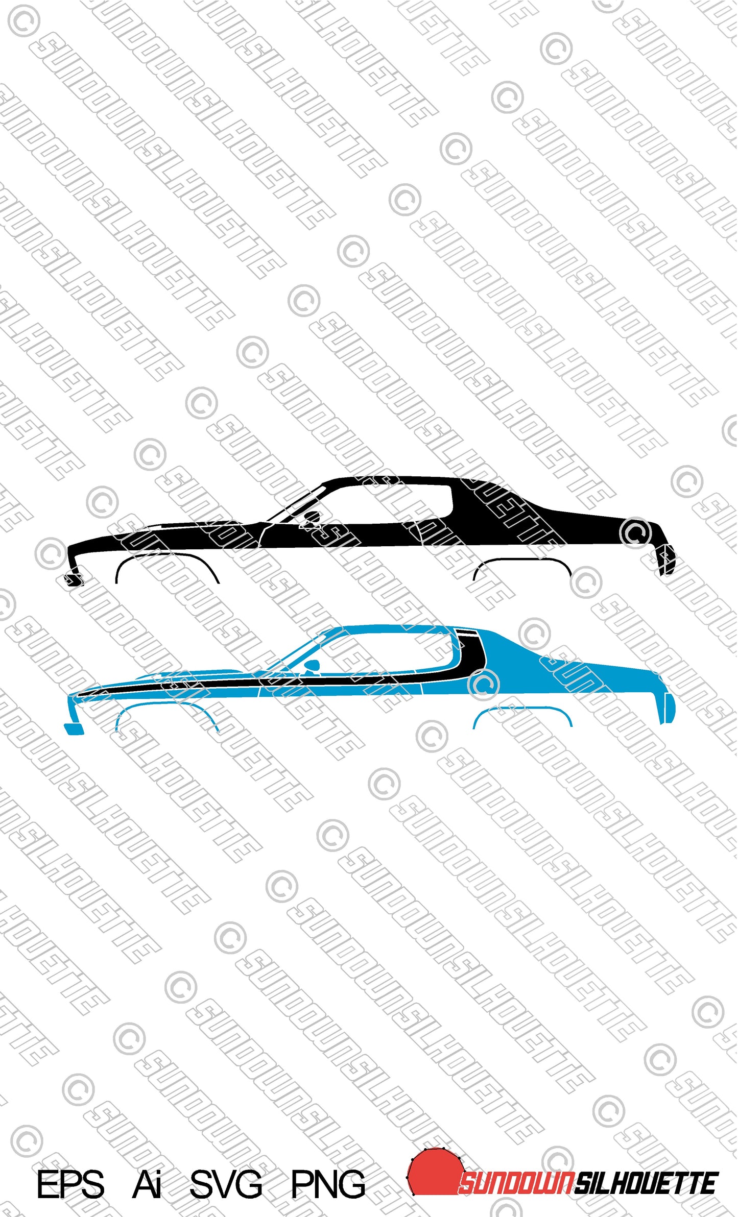Digital Download car silhouette vector - 1973-1974 Plymouth Road Runner EPS | SVG | Ai | PNG