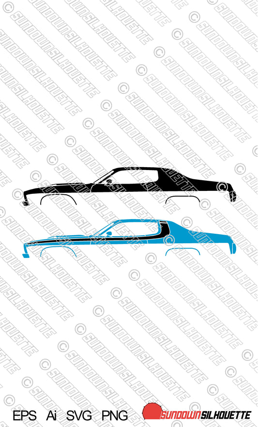 Digital Download car silhouette vector - 1973-1974 Plymouth Road Runner EPS | SVG | Ai | PNG