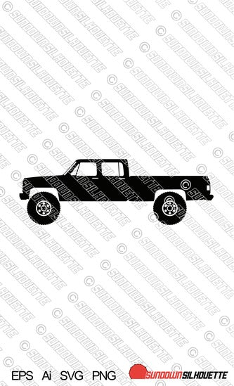 Digital Download vector graphic - Lifted Chevrolet C10 Crew cab 1973-1987 LONG BED, EPS | SVG | Ai | PNG