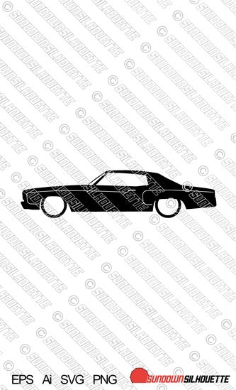 Digital Download vector graphic - Lowered Chevrolet Monte Carlo 1st gen classic 1970-1972 EPS | SVG | Ai | PNG