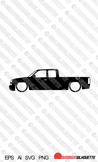 Digital Download vector graphic - Lowered Chevrolet Silverado Extended cab 2003-2006 EPS | SVG | Ai | PNG