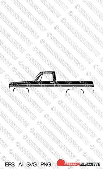 Digital Download vector graphic - Chevrolet C10 3rd gen short bed 1973-1987 EPS | SVG | Ai | PNG