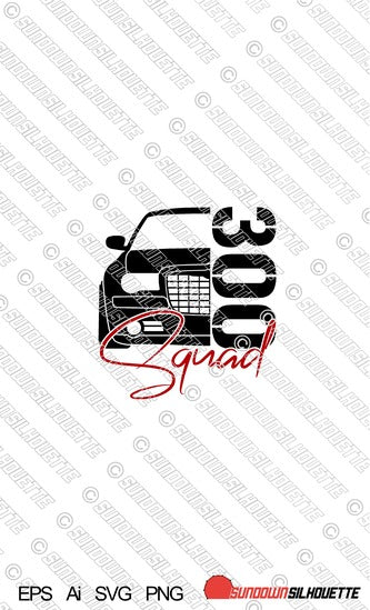 Digital Download car silhouette 300 Squad vector - Chrysler 300c 1st gen sedan EPS | SVG | Ai | PNG