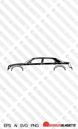 Digital Download car silhouette vector - Chrysler 300c 1st gen sedan EPS | SVG | Ai | PNG