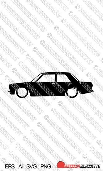 Digital Download Lowered car silhouette vector - Datsun 510 Bluebird sedan 2-door EPS | SVG | Ai | PNG
