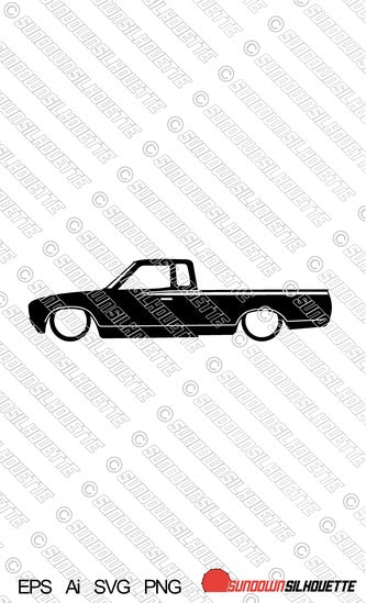 Digital Download Lowered car silhouette vector - Datsun 620 pickup king cab EPS | SVG | Ai | PNG