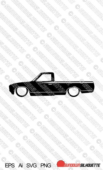 Digital Download Lowered car silhouette vector - Datsun 620 pickup single cab EPS | SVG | Ai | PNG