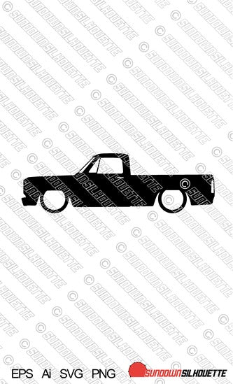 Digital Download vector graphic - Lowered Dodge D100 3rd gen 1972-1980 EPS | SVG | Ai | PNG