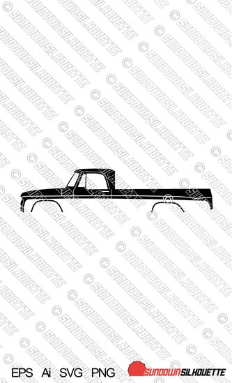 Digital Download vector graphic - Dodge D100 1st gen long bed sweptline EPS | SVG | Ai | PNG