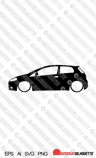 Digital Download car silhouette vector - Lowered Fiat Grande Punto Evo 3-door EPS | SVG | Ai | PNG