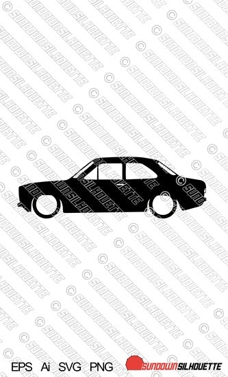 Digital Download vector graphic - Lowered Ford Escort Mk1 (3-door) EPS | SVG | Ai | PNG