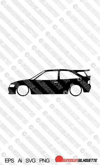 Digital Download vector graphic - Lowered Ford Escort RS Cosworth Mk5 car silhouette. EPS | SVG | Ai | PNG