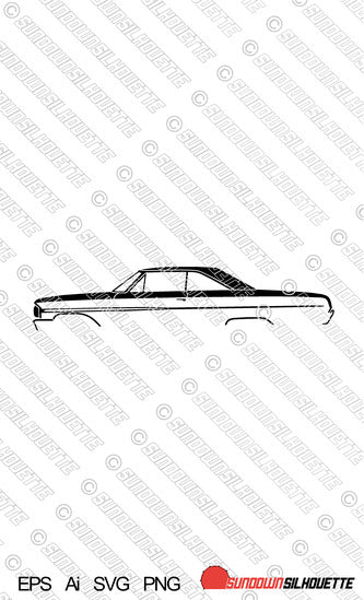 Digital Download vector graphic - 1964 Ford Galaxie 2-door hardtop EPS | SVG | Ai | PNG