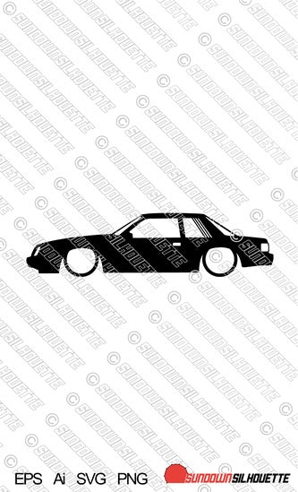 Digital Download vector graphic - Lowered Ford Mustang fox body notchback 1979-1986 EPS | SVG | Ai | PNG