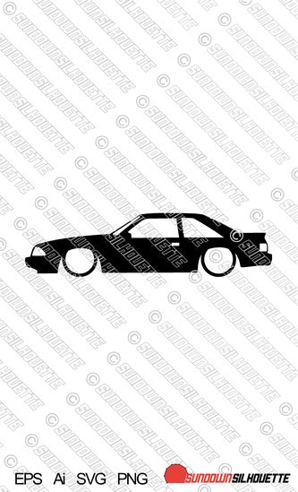 Digital Download vector graphic - Lowered Ford Mustang GT fox body liftback 1987-1993 EPS | SVG | Ai | PNG