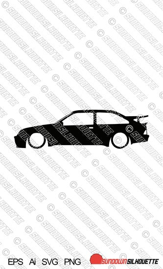 Digital Download vector graphic - Lowered Ford Sierra RS Cosworth car silhouette. EPS | SVG | Ai | PNG