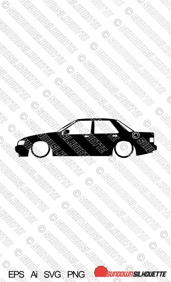 Digital Download vector graphic - Lowered Ford Sierra Sapphire RS Cosworth car silhouette.  EPS | SVG | Ai | PNG
