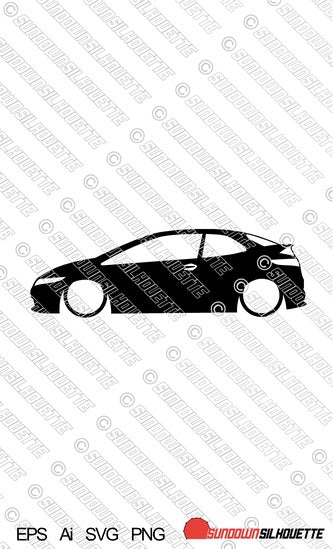 Digital Download vector graphic - Lowered Honda Civic FN2 Type-R hatch 8th gen | SVG | Ai | PNG